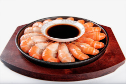 海鲜酱盘子里的虾仁高清图片