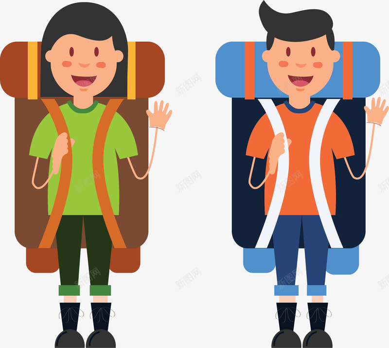 两个旅行中的背包客png免抠素材_新图网 https://ixintu.com 两个人 旅游季 旅行 旅行的人 矢量png 背包客