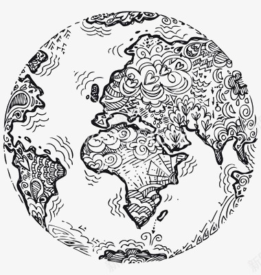 地球png免抠素材_新图网 https://ixintu.com 创意地球 星球 浪花星球 简约地球 黑白地球