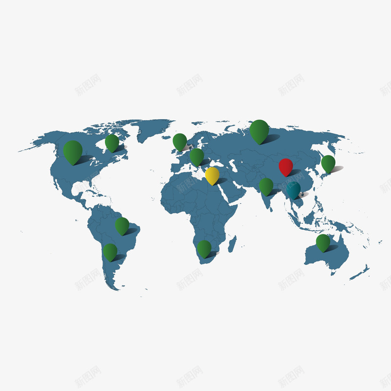 世界地图图标矢量图ai_新图网 https://ixintu.com 图标 地图 定位点 蓝色地图 矢量图