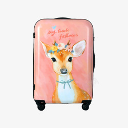 儿童旅行箱卡通可爱小鹿粉色行李箱高清图片