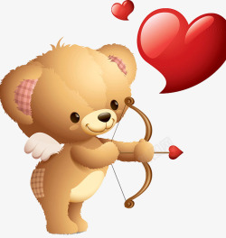 浪漫小熊小熊爱情天使情人节海报卡通图案高清图片