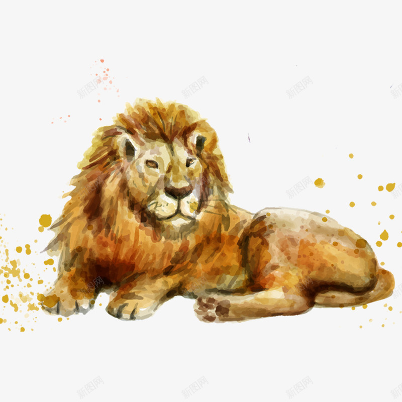 趴着的狮子png免抠素材_新图网 https://ixintu.com 动物 手绘狮子 水彩狮子 深林之王 狮子 黄色狮子