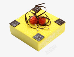 芒果爆珠芒果慕斯蛋糕方形高清图片