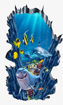 海底展板3D地贴壁画高清图片