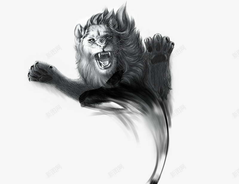 水墨狮子png免抠素材_新图网 https://ixintu.com PNG 动物 水墨 狮子