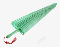 绿色坠绿色油纸伞高清图片