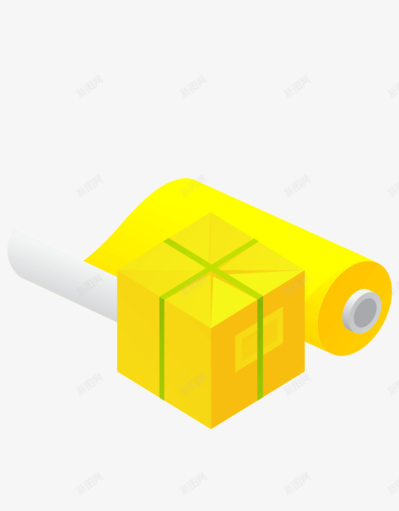 黄色盒子png免抠素材_新图网 https://ixintu.com ai 包装 卡通 盒子 黄色