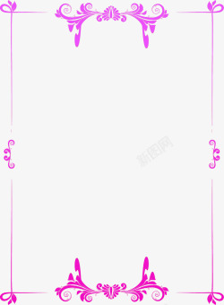 粉紫色花纹边框相框素材