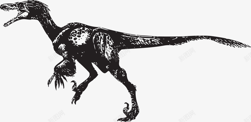 奔跑的黑色恐龙png免抠素材_新图网 https://ixintu.com 卡通 卡通风格 奔跑 奔跑的恐龙 扁平风格 灭绝恐龙 灭绝的恐龙