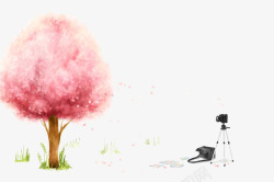 美国红枫树手绘拍照风景高清图片