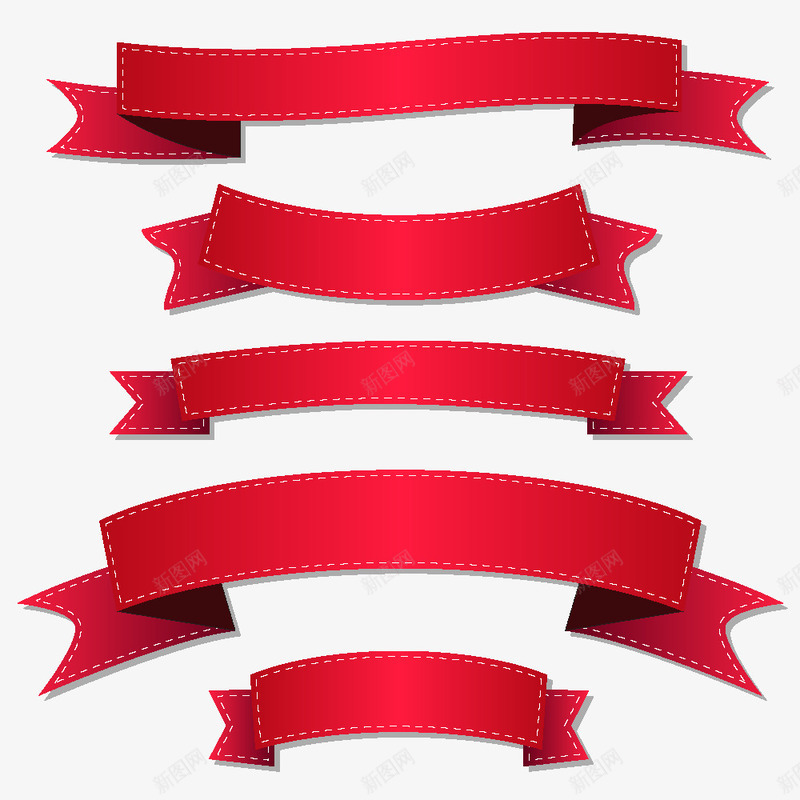 红色装饰丝带png免抠素材_新图网 https://ixintu.com 丝带 折纸标签 装饰花纹 飘带
