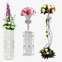 粉白玫瑰花束婚礼典礼用花高清图片