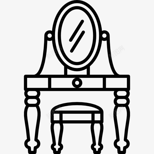 梳妆台图标png_新图网 https://ixintu.com 卧室 古色古香 复古 家具 建筑 镜子