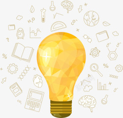 黄色灯泡与教育元素素材