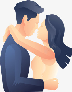 水彩恋人卡通接吻水彩情侣高清图片