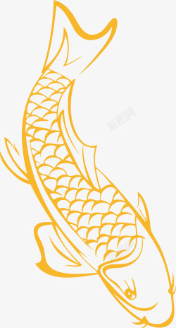 海洋生物鳐鱼手绘金色卡通鲤鱼图高清图片