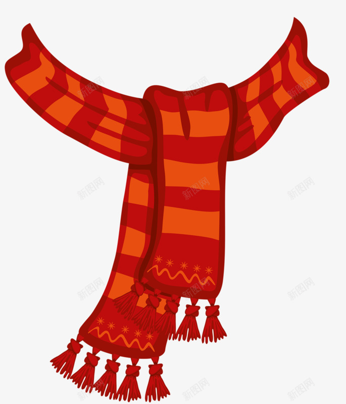 红色围巾png免抠素材_新图网 https://ixintu.com 保暖 冬季 围巾 围脖 手绘 红色