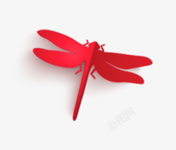 蜻蜓红色中国风素材