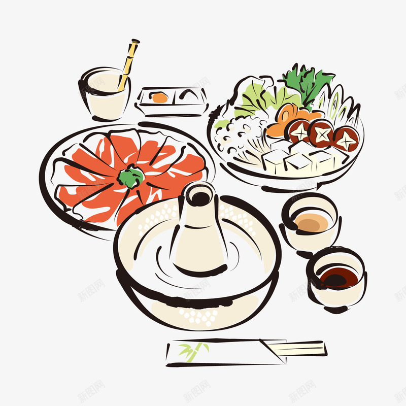 美食png免抠素材_新图网 https://ixintu.com 手绘 手绘美食 料理 日本料理 火锅 美食