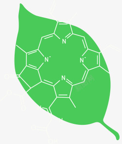 绿色化学品绿叶上的化学公式高清图片