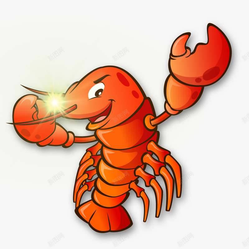 卡通小龙虾psd免抠素材_新图网 https://ixintu.com 卡通素材 小龙虾 手绘素材 海鲜 红色 美食