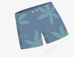 绿色花纹沙滩短裤矢量图素材