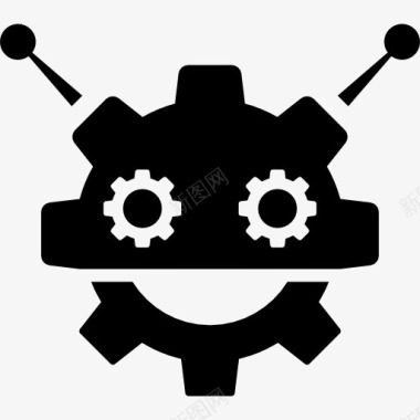 robocog标志的机器人齿轮头的形状图标图标