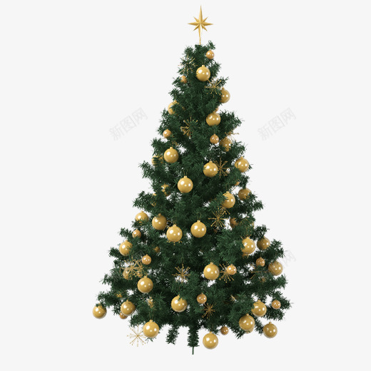 一棵金色装饰的圣诞树psd免抠素材_新图网 https://ixintu.com 圣诞树 圣诞节 挂饰 礼物 聚会 节日 装饰 金色