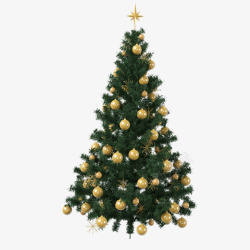 一棵圣诞树一棵金色装饰的圣诞树高清图片