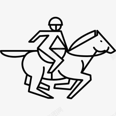 奔跑的马与赛车和鞍轮廓图标图标