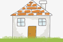 红瓦屋顶卡通画绿草与房子高清图片