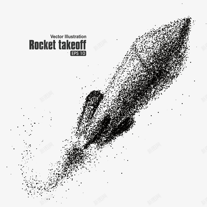 颗粒艺术火箭png免抠素材_新图网 https://ixintu.com 沙画 颗粒艺术 黑白颗粒图