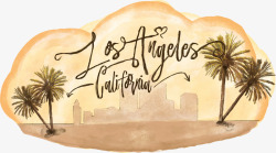 洛杉矶卡通风格棕榈树矢量图素材