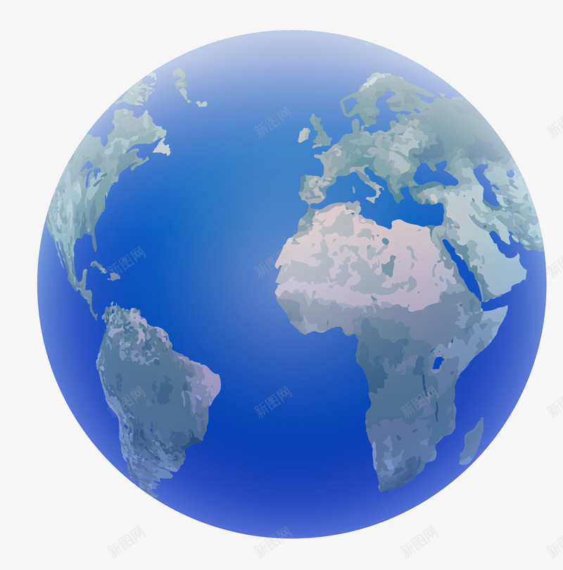 蓝色立体地球png免抠素材_新图网 https://ixintu.com 世界 国家 大陆板块 星球 蓝色地球 装饰图案