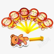 卡通猴子扇子png免抠素材_新图网 https://ixintu.com 卡通 可爱 扇子 猴子