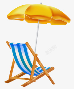 卡通沙滩椅遮阳伞素材