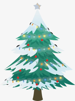 落雪发光彩灯圣诞树矢量图高清图片