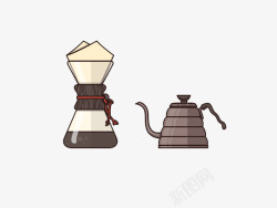 咖啡色杯子咖啡壶咖啡过滤壶高清图片