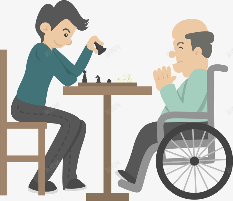 卡通下象棋人物插画png免抠素材_新图网 https://ixintu.com 下象棋 公益 医疗 康复 恢复健康 插图 插画 早日康复 治疗 爱心 老人 轮椅