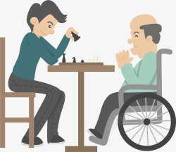 康复医疗展架卡通下象棋人物插画高清图片