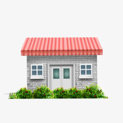 红屋顶房子门前长草的红屋顶房子高清图片