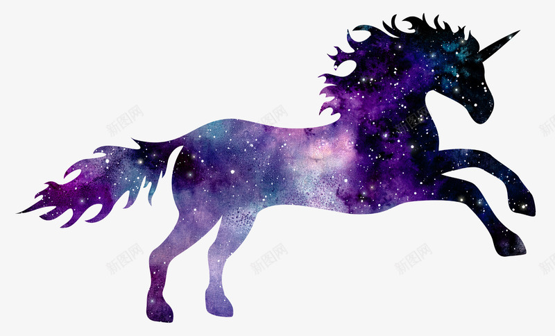 紫色发光的天马装饰png免抠素材_新图网 https://ixintu.com 免抠图 动物 天马 效果图 装饰图 装饰画 马匹