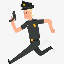 警察正义拿枪奔跑的警察插画矢量图高清图片