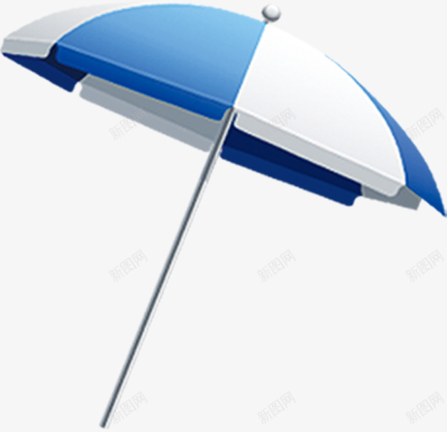 蓝白色卡通太阳伞沙滩png免抠素材_新图网 https://ixintu.com 卡通 沙滩 蓝白色 阳伞