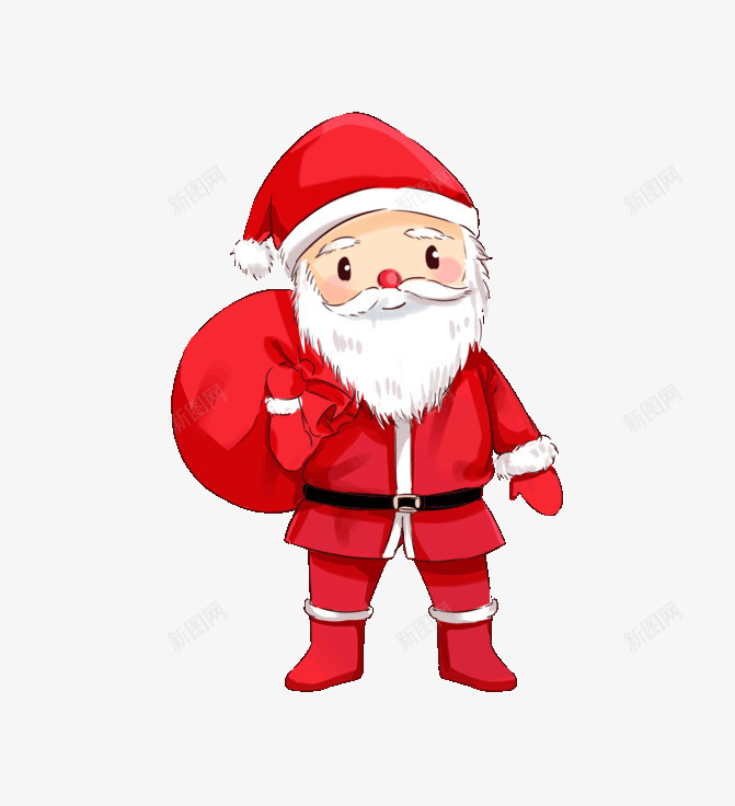 卡通圣诞老人背袋png免抠素材_新图网 https://ixintu.com 卡通人物图 圣诞老人 圣诞装饰 背包袱的圣诞老人 背袋