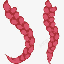 红色发型粉红色卡通麻花辫矢量图高清图片
