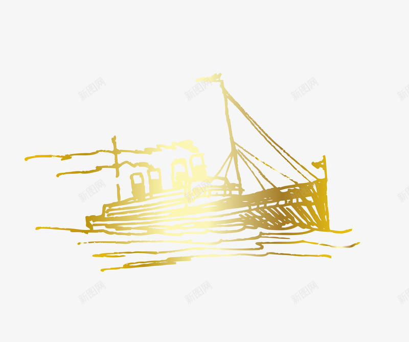 金色卡通手绘帆船图标png_新图网 https://ixintu.com 一帆风顺 卡通手绘 图案图标 帆船 扬帆起航 杨帆起航