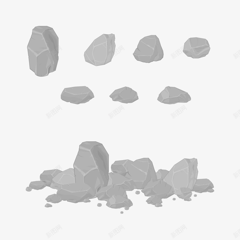景观石头png免抠素材_新图网 https://ixintu.com 7 堆石块 景观设计石头纹理石块花朵花草植物卡通材质石头纹理