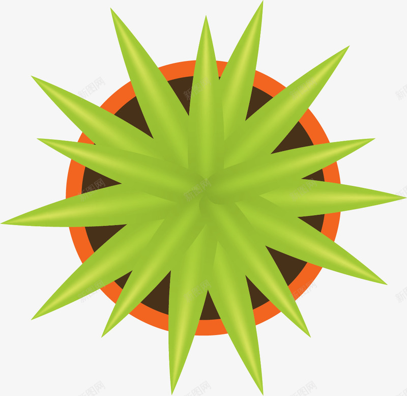 对称绿色植物png免抠素材_新图网 https://ixintu.com 俯视图 卡通风格 对称 植物俯视图 植物平面 绿色植物
